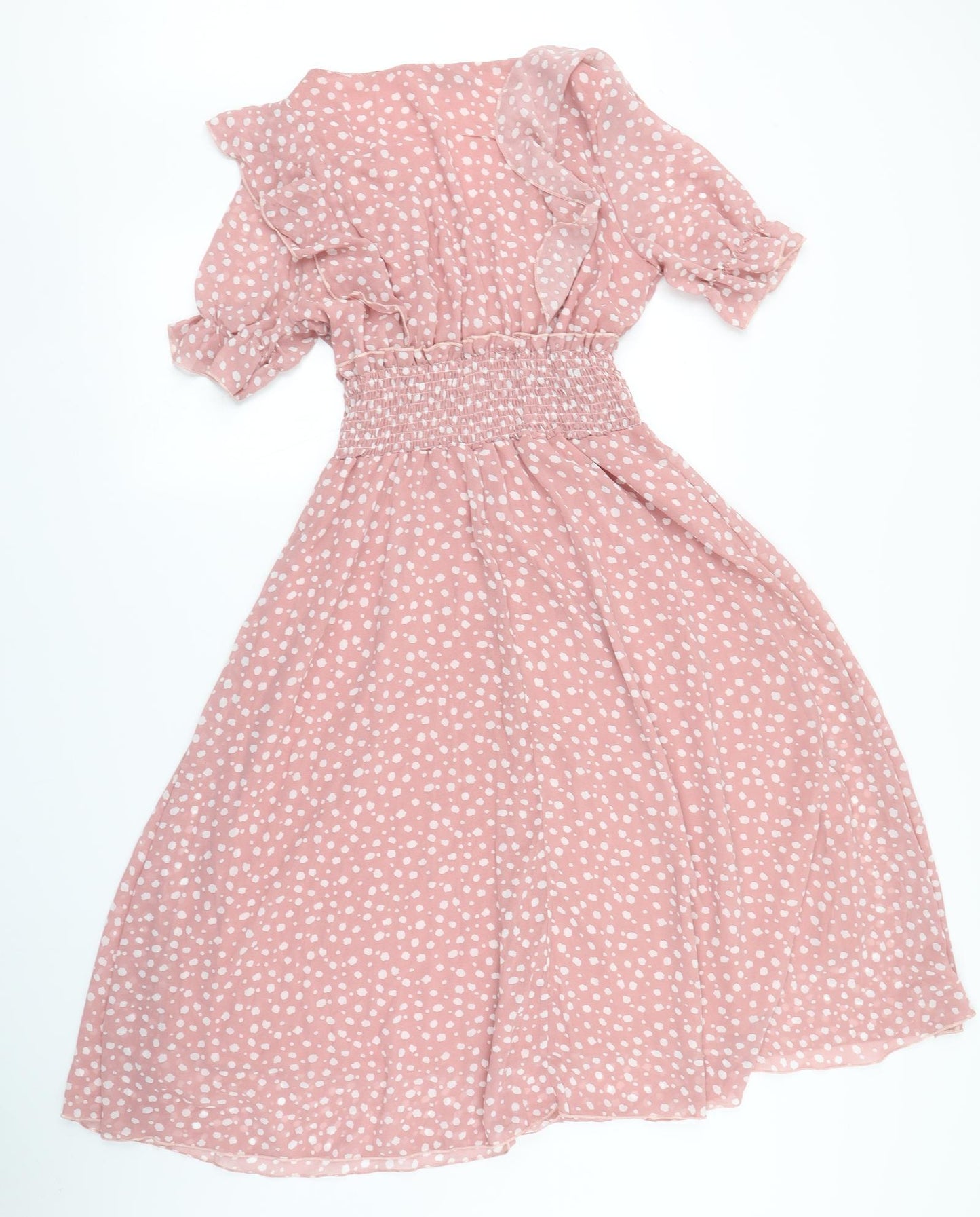 SheIn Womens Pink Polka Dot  Skater Dress  Size S