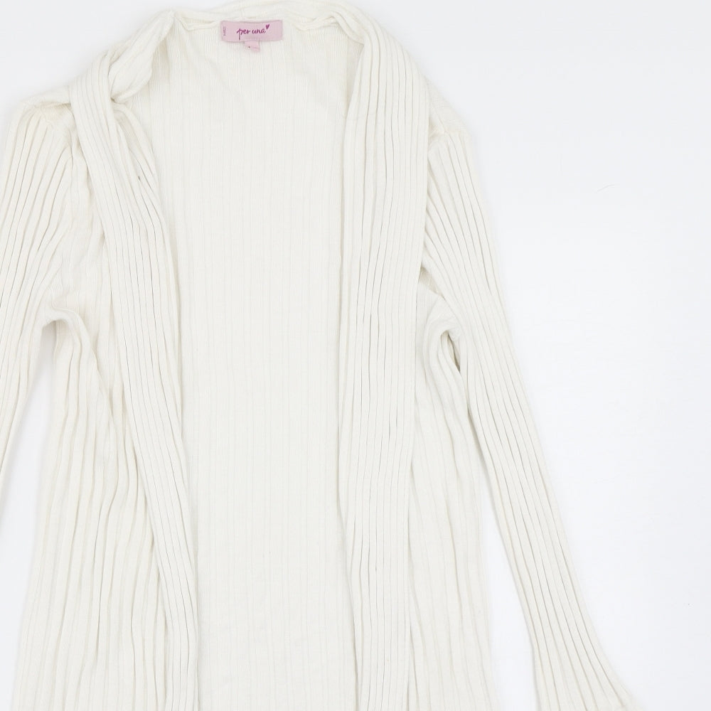 Per Una Womens White  Knit Cardigan Jumper Size 14
