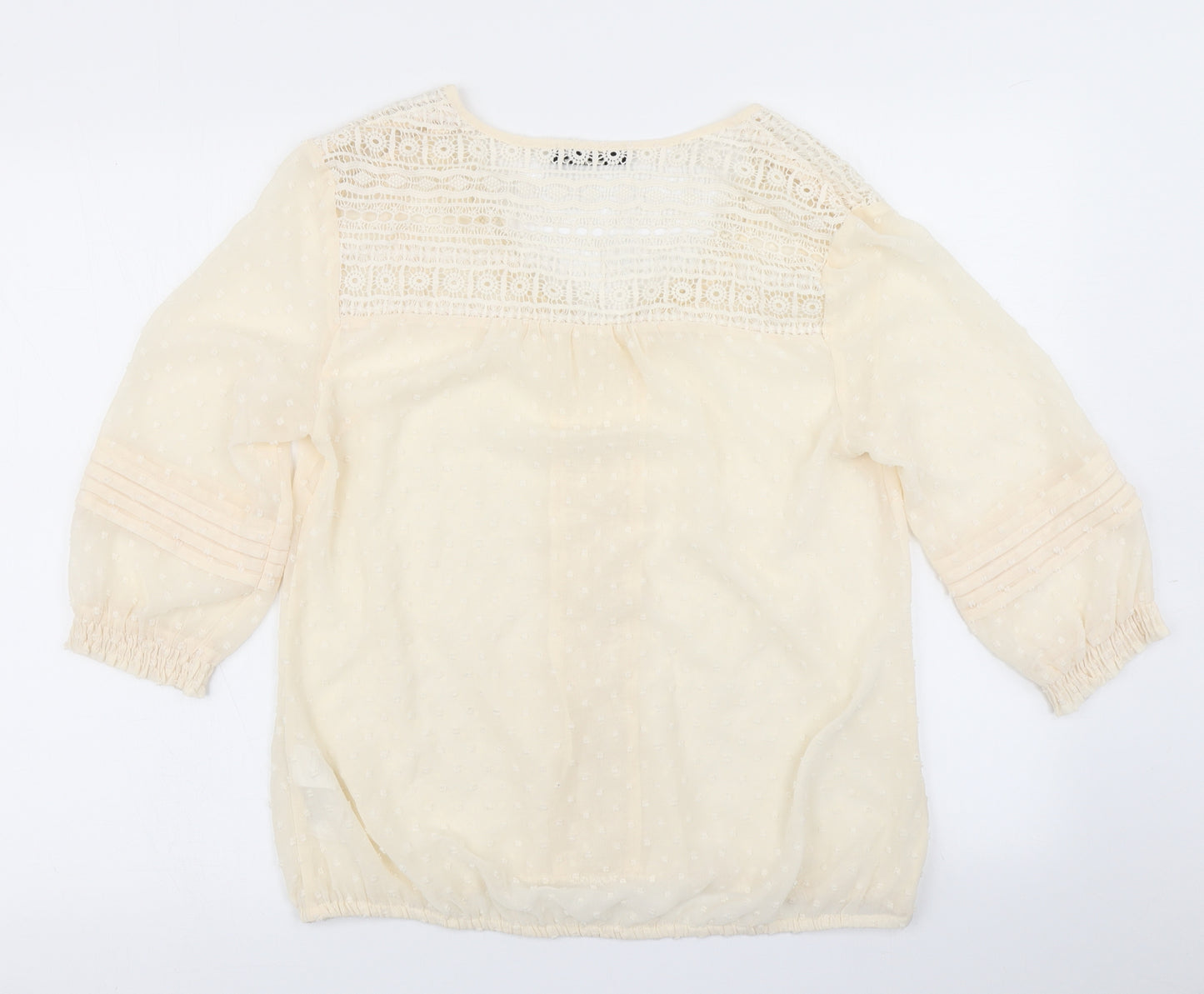 Oasis Womens Ivory Polka Dot  Basic Blouse Size 12