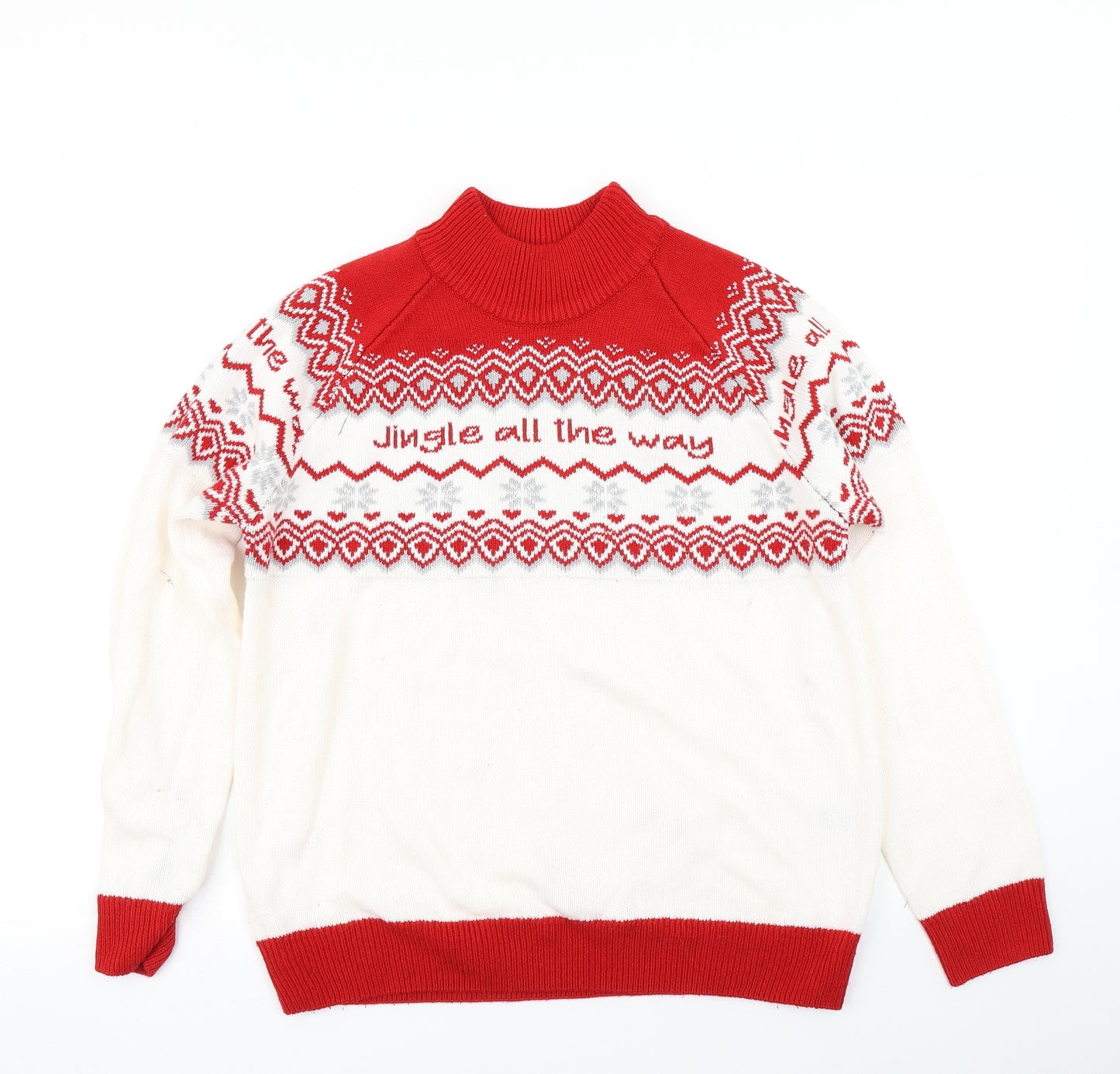 Avenue Womens White Fair Isle Knit Pullover Jumper Size M  - Christmas Jumper