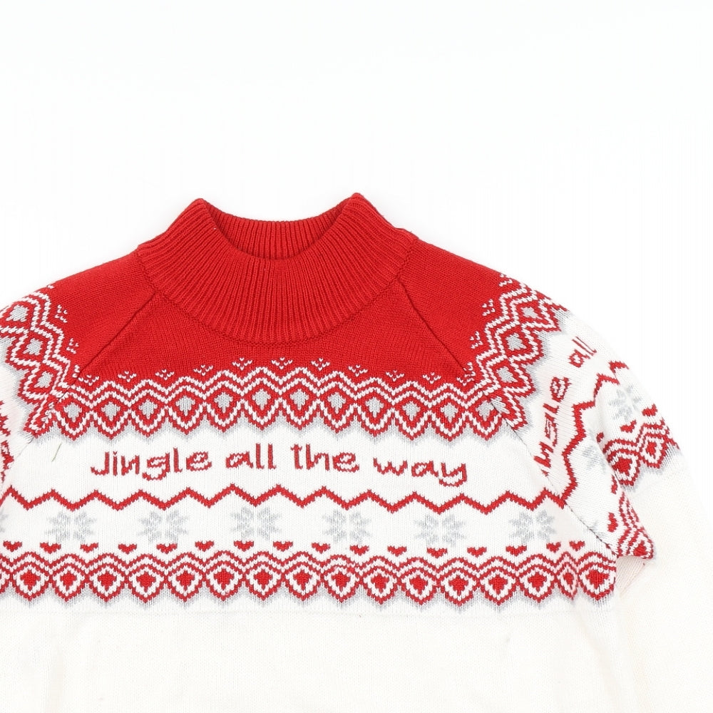 Avenue Womens White Fair Isle Knit Pullover Jumper Size M  - Christmas Jumper