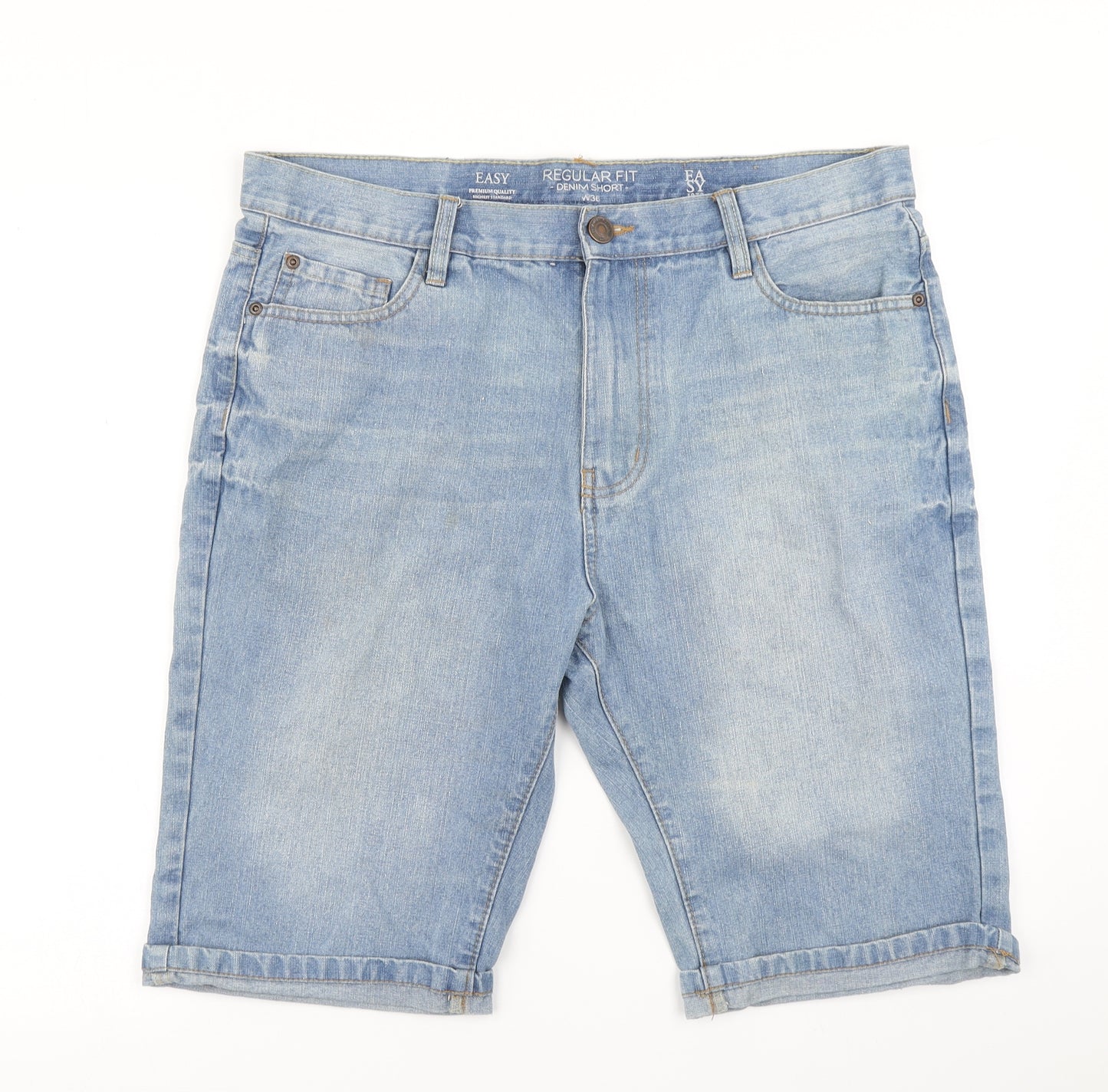 Easy Mens Blue  Denim Cargo Shorts Size 36 in