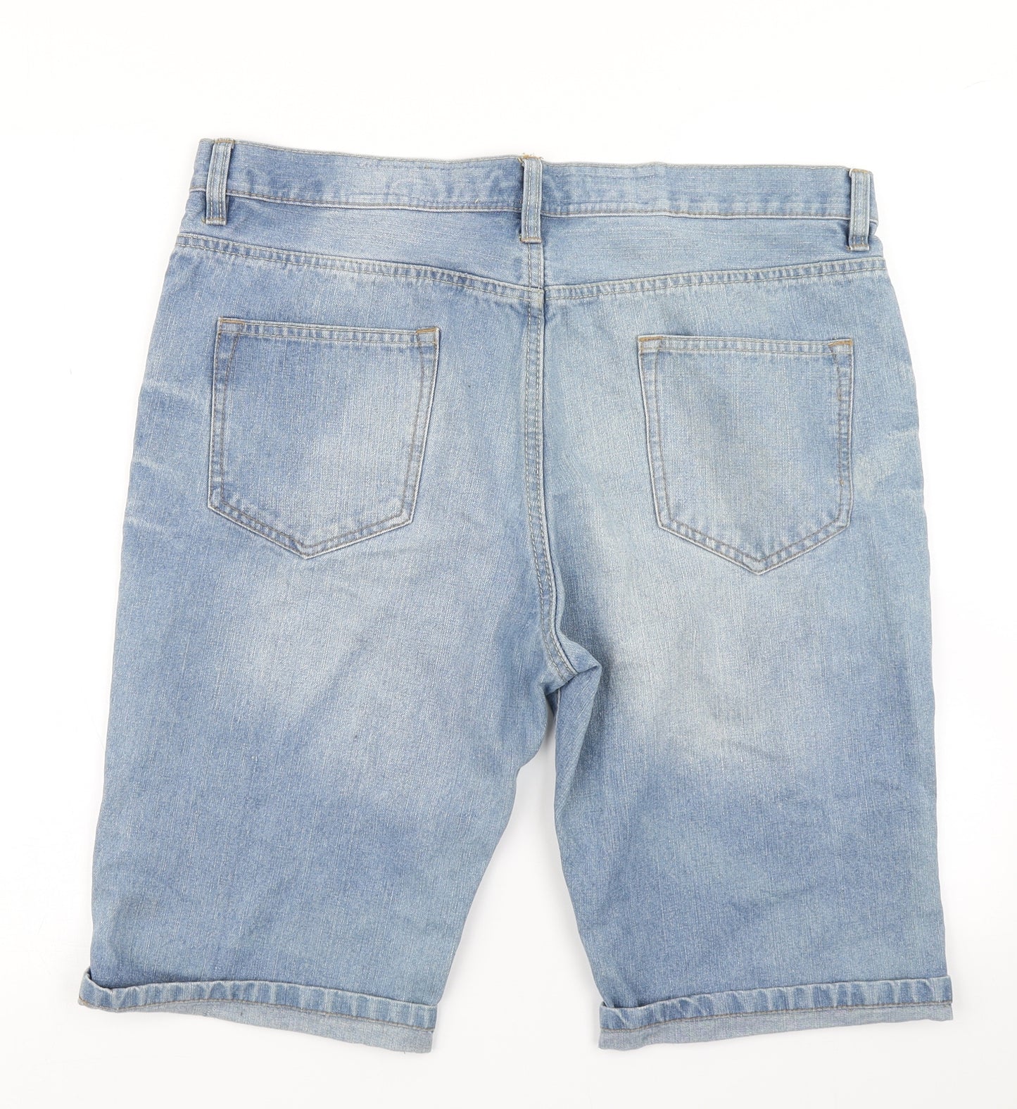Easy Mens Blue  Denim Cargo Shorts Size 36 in