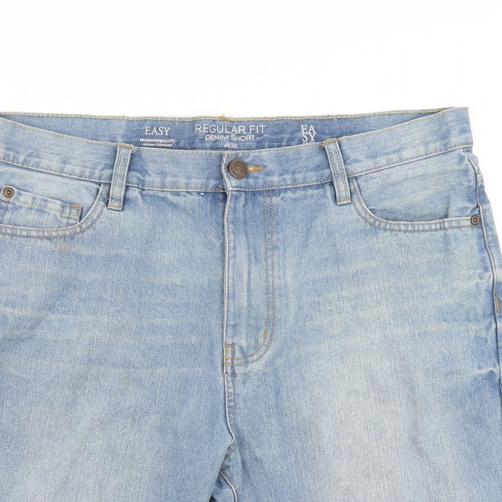 Easy Mens Blue  Denim Cargo Shorts Size 36 in