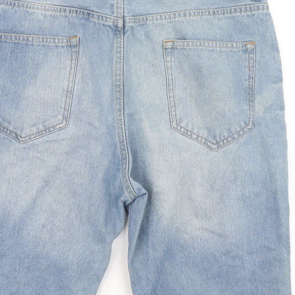 Easy Mens Blue  Denim Cargo Shorts Size 36 in