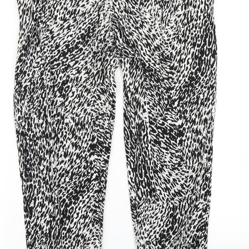 M&S Womens Black Animal Print  Harem Trousers Size 12 L23 in