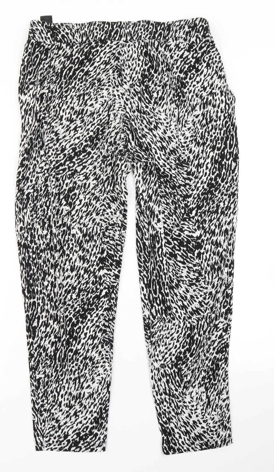 M&S Womens Black Animal Print  Harem Trousers Size 12 L23 in