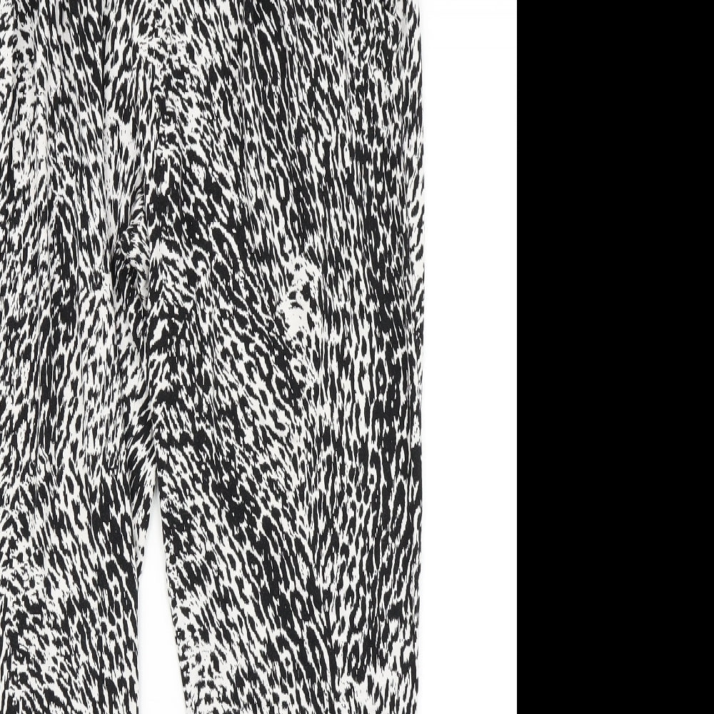 M&S Womens Black Animal Print  Harem Trousers Size 12 L23 in