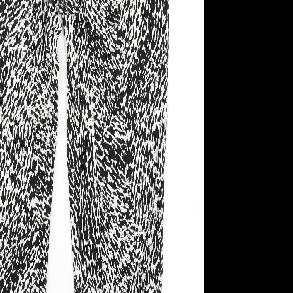 M&S Womens Black Animal Print  Harem Trousers Size 12 L23 in