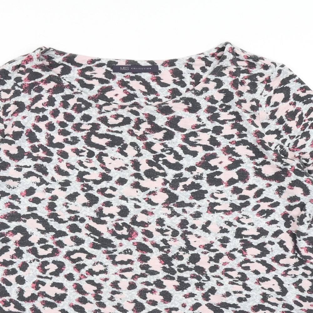 M&S Collection Womens Grey Animal Print  Basic T-Shirt Size 12