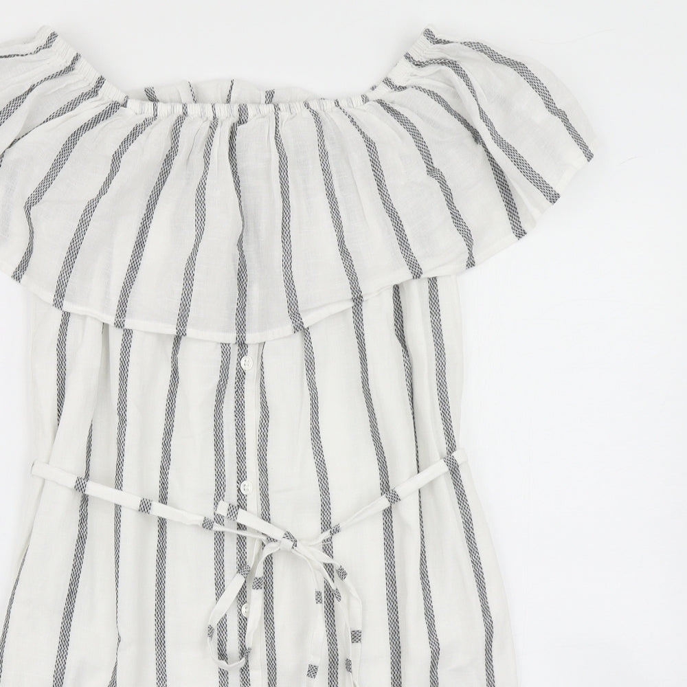 George Womens White Striped  A-Line  Size 10