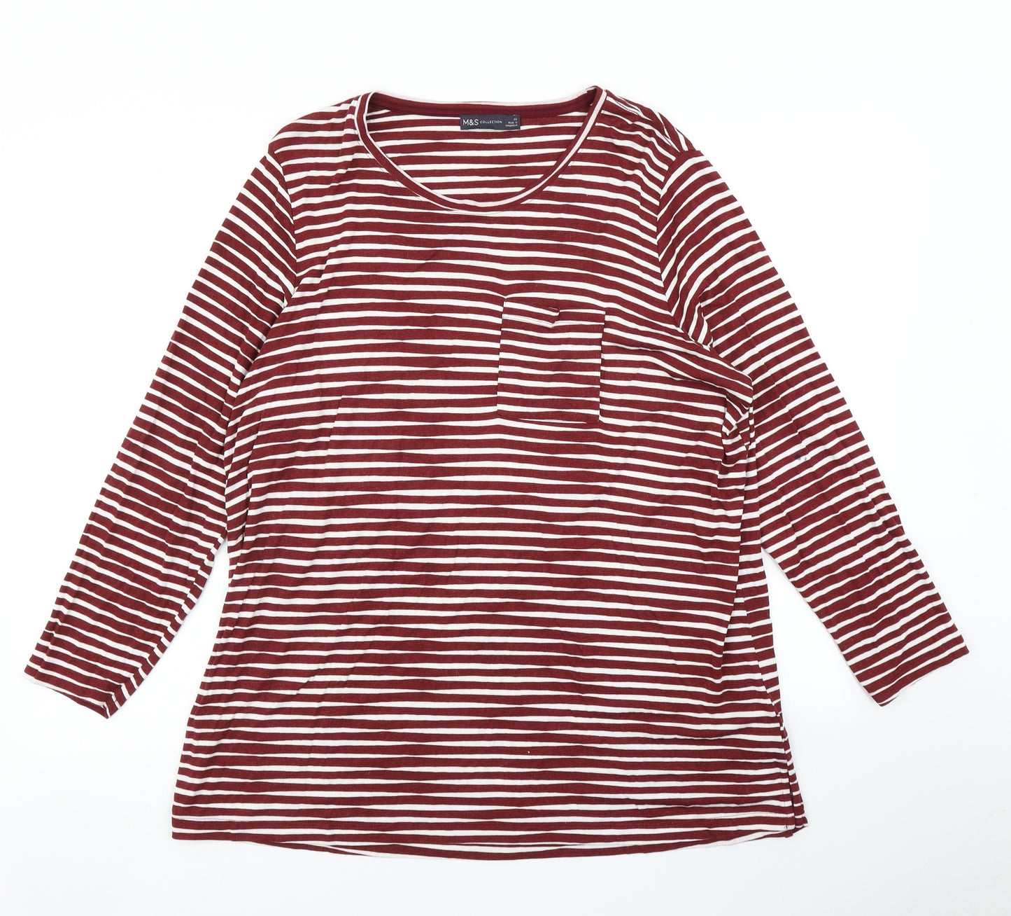 M&S Collection Womens Purple Striped  Basic T-Shirt Size 22