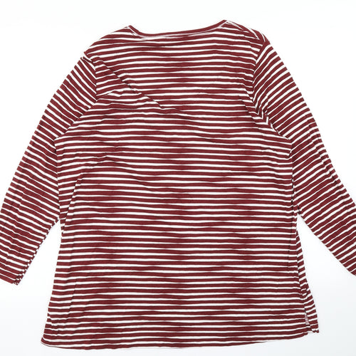 M&S Collection Womens Purple Striped  Basic T-Shirt Size 22