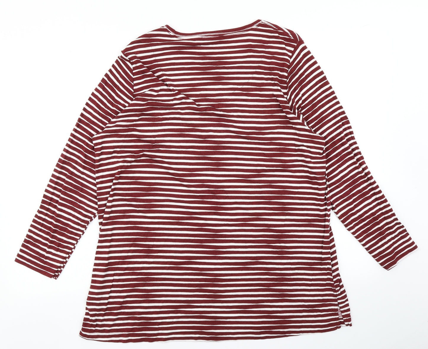 M&S Collection Womens Purple Striped  Basic T-Shirt Size 22