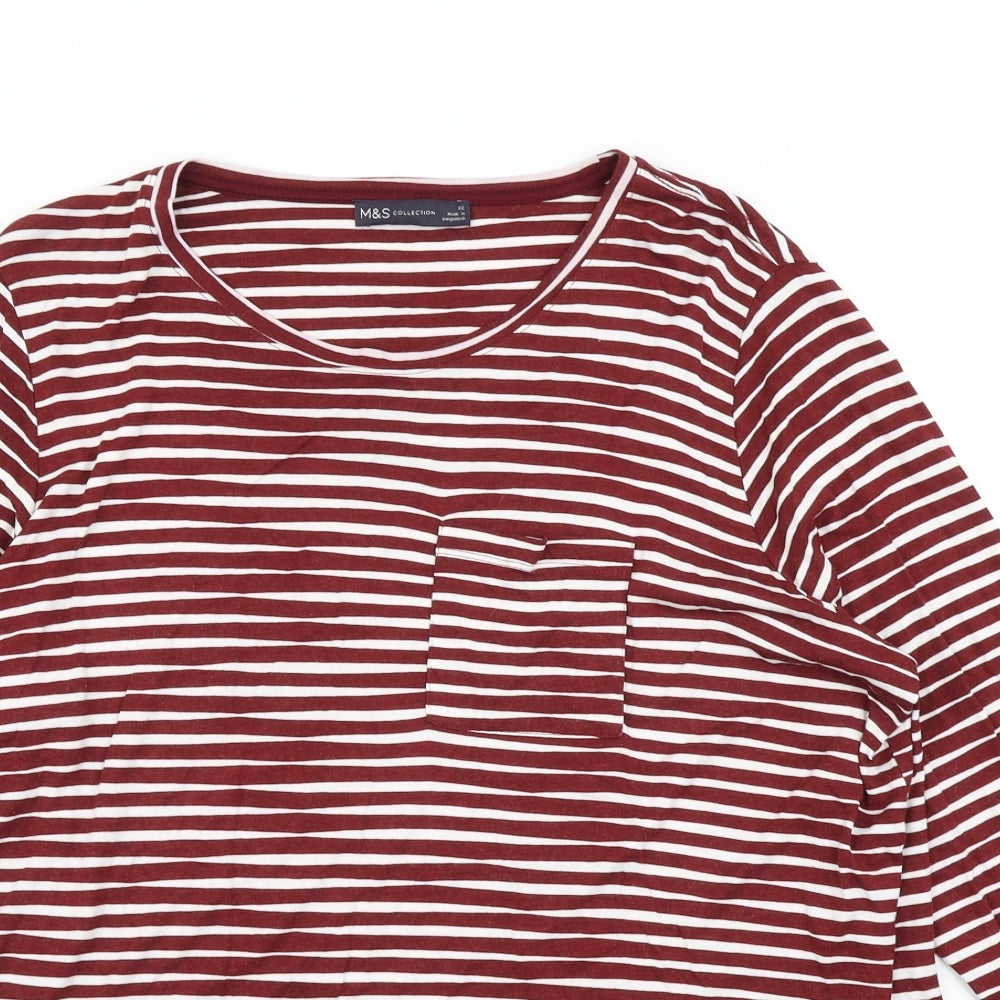 M&S Collection Womens Purple Striped  Basic T-Shirt Size 22