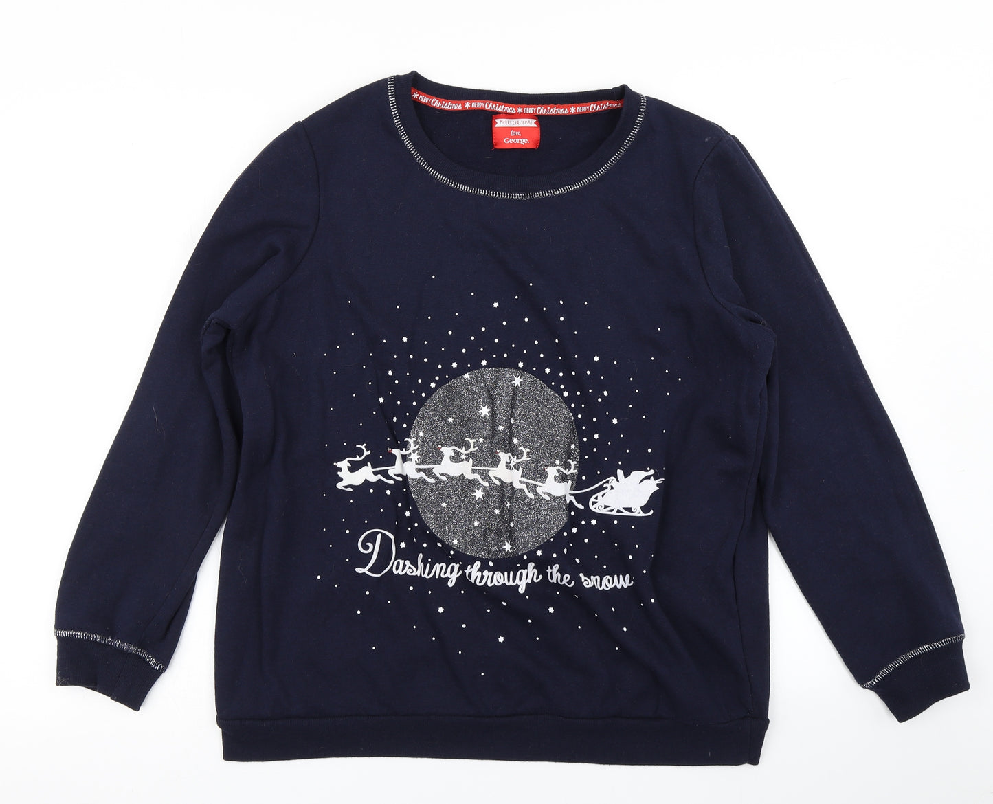George Womens Blue   Pullover Sweatshirt Size 16  - Christmas jumper