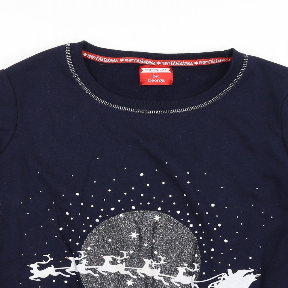 George Womens Blue   Pullover Sweatshirt Size 16  - Christmas jumper