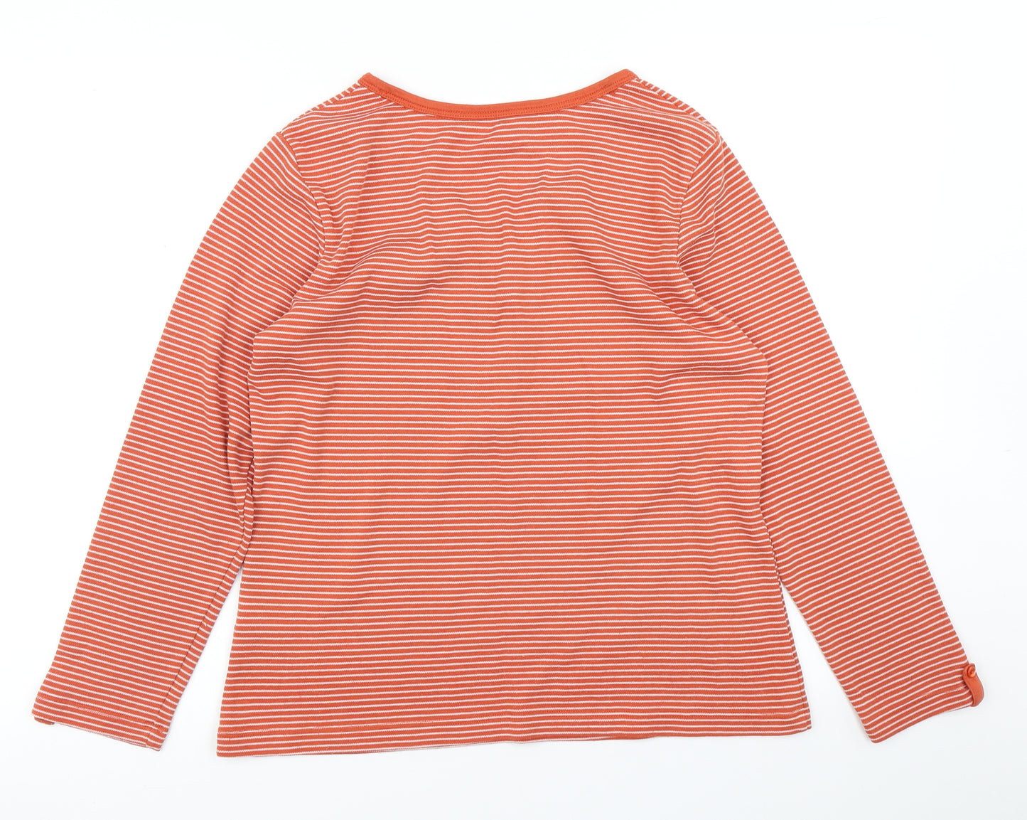 Bm Casual Womens Orange Striped  Basic T-Shirt Size S