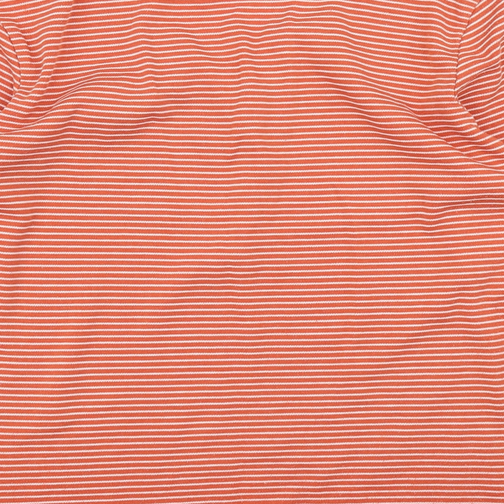Bm Casual Womens Orange Striped  Basic T-Shirt Size S