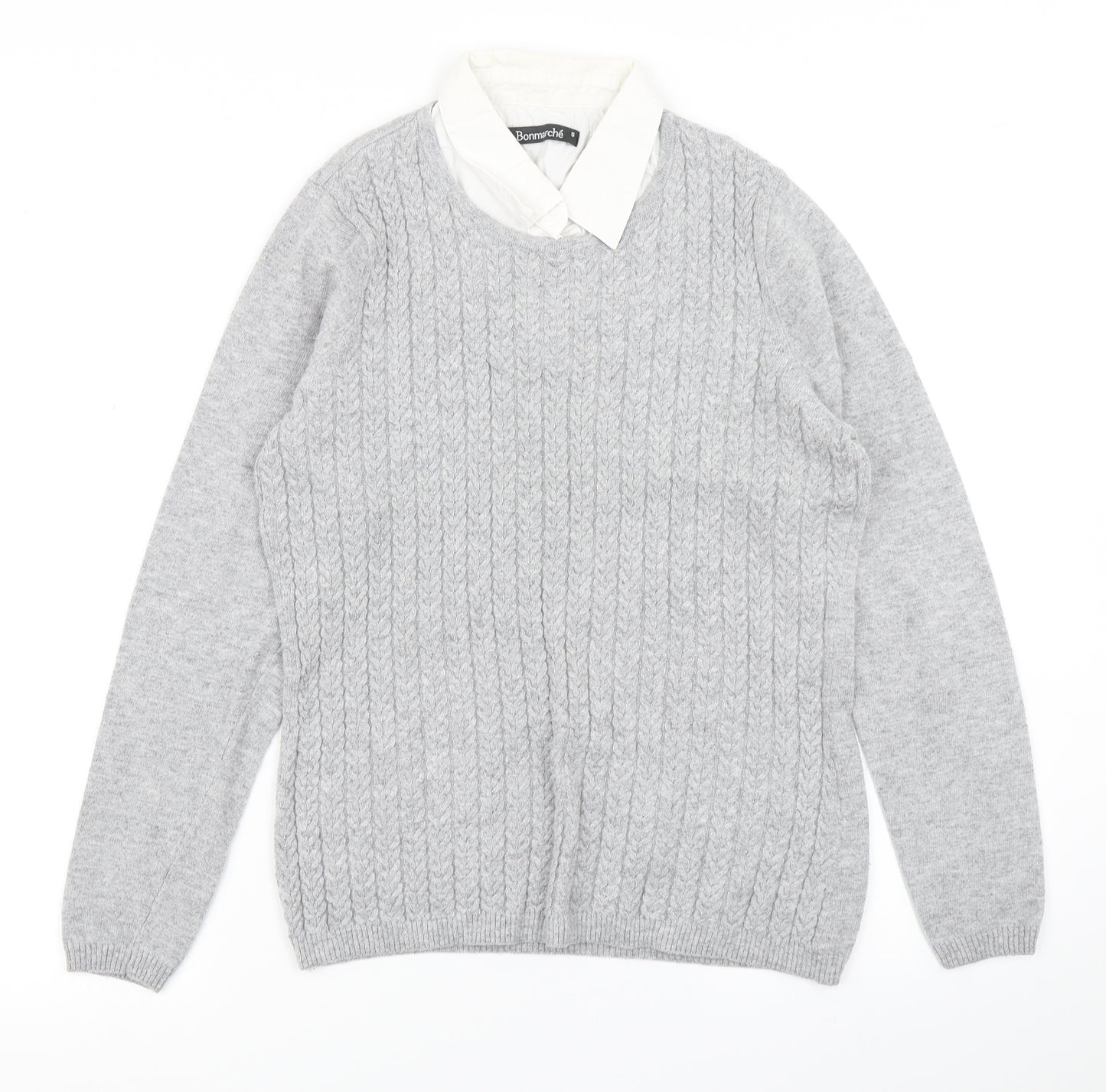 Bonmarché Womens Grey  Knit Pullover Jumper Size S