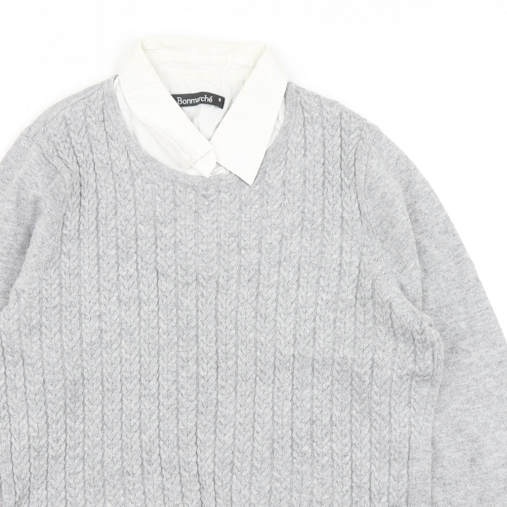 Bonmarché Womens Grey  Knit Pullover Jumper Size S