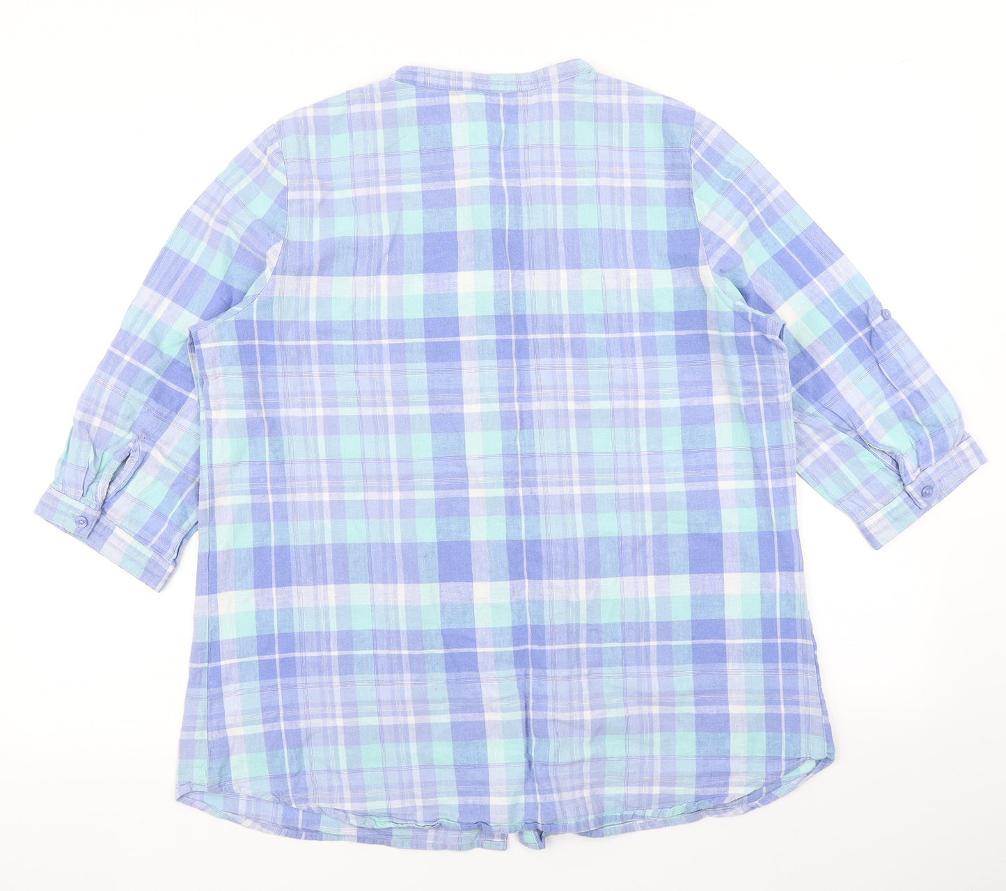 Bonmarché Womens Blue Plaid  Basic Blouse Size 14