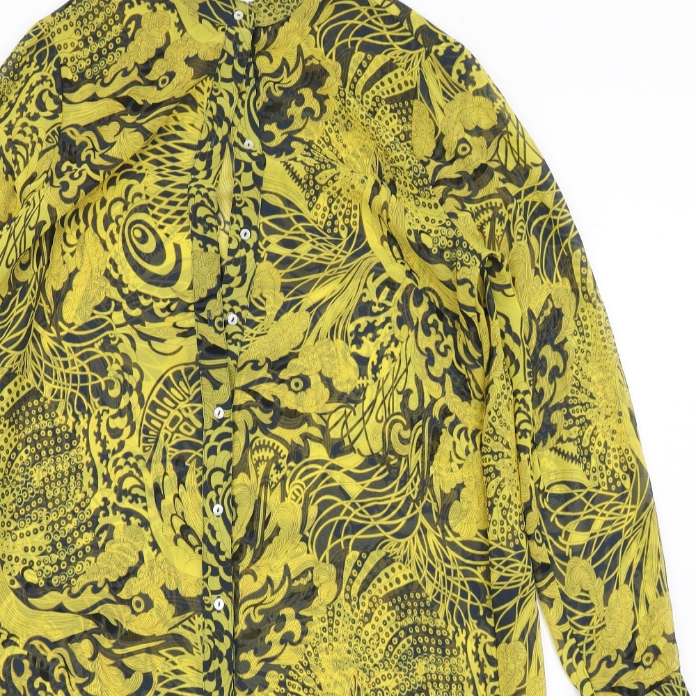 H&M Womens Yellow Paisley  Shirt Dress  Size 10