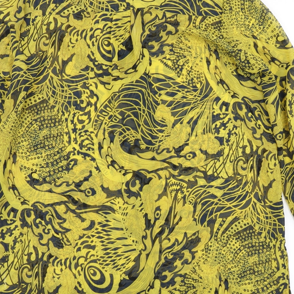 H&M Womens Yellow Paisley  Shirt Dress  Size 10