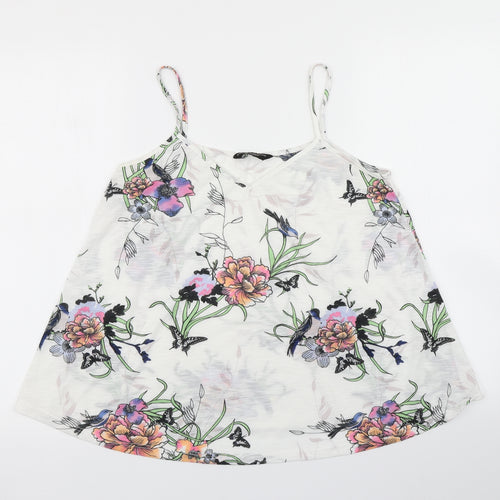 Dorothy Perkins Womens White Floral  Camisole T-Shirt Size 12