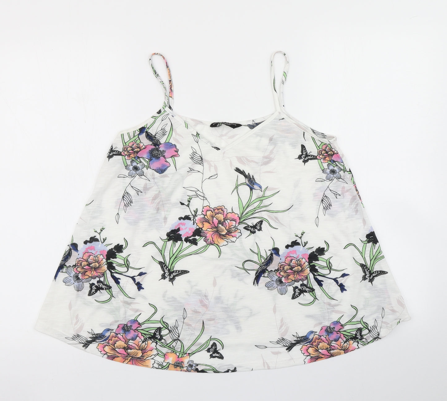 Dorothy Perkins Womens White Floral  Camisole T-Shirt Size 12