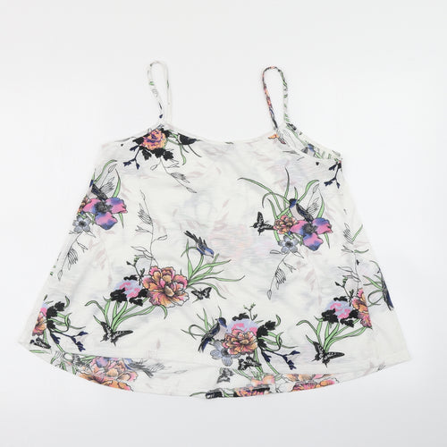 Dorothy Perkins Womens White Floral  Camisole T-Shirt Size 12