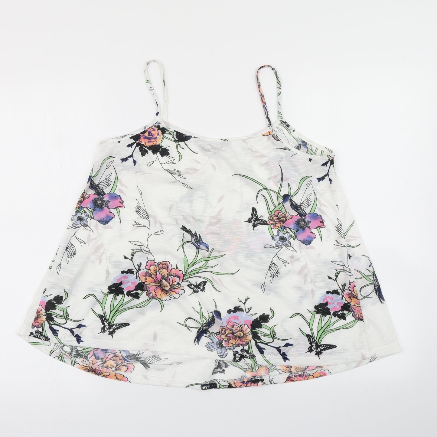 Dorothy Perkins Womens White Floral  Camisole T-Shirt Size 12