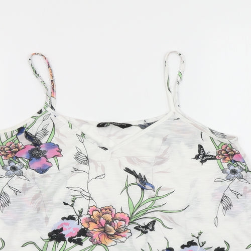 Dorothy Perkins Womens White Floral  Camisole T-Shirt Size 12