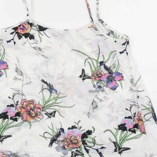 Dorothy Perkins Womens White Floral  Camisole T-Shirt Size 12