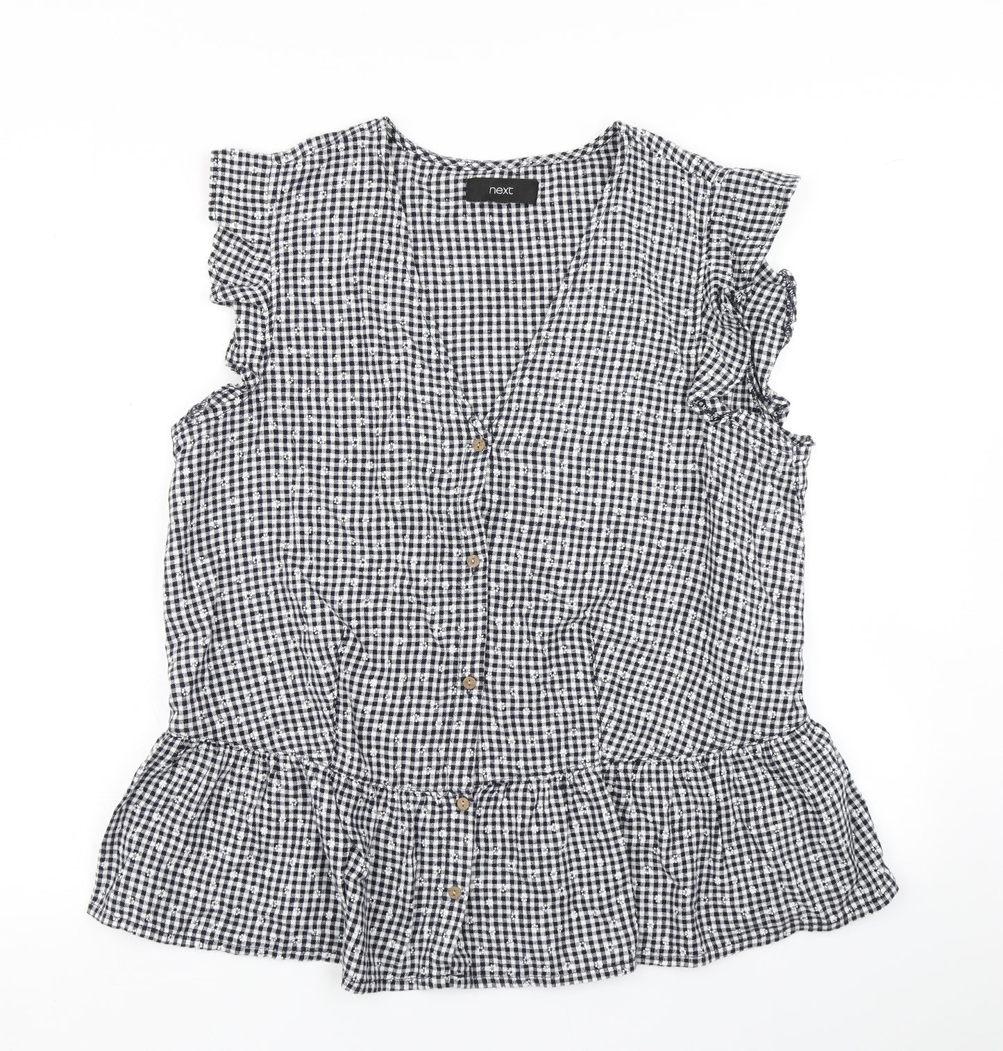 NEXT Womens Blue Check  Basic Blouse Size 18