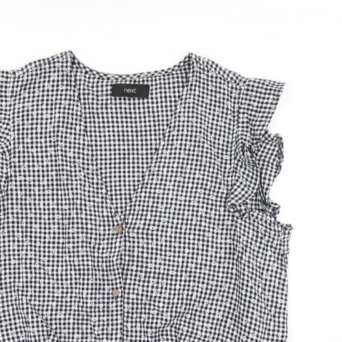 NEXT Womens Blue Check  Basic Blouse Size 18