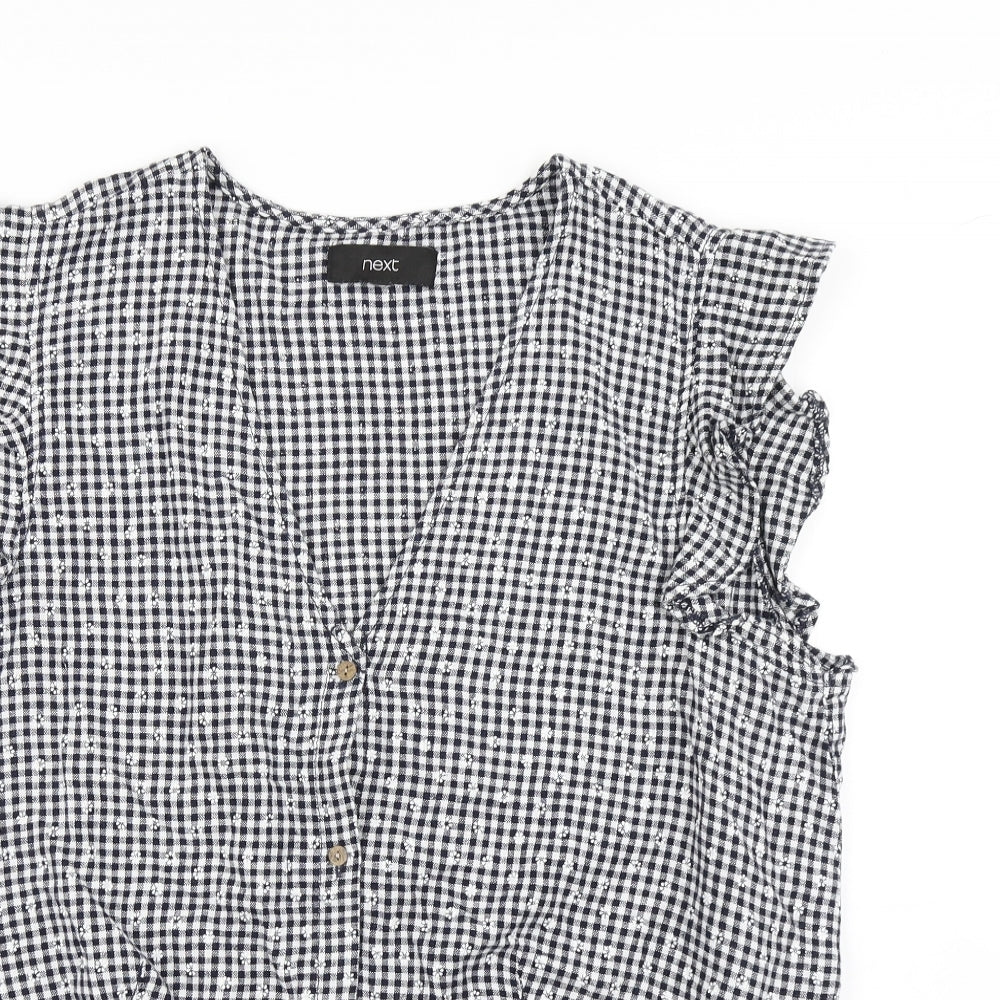 NEXT Womens Blue Check  Basic Blouse Size 18