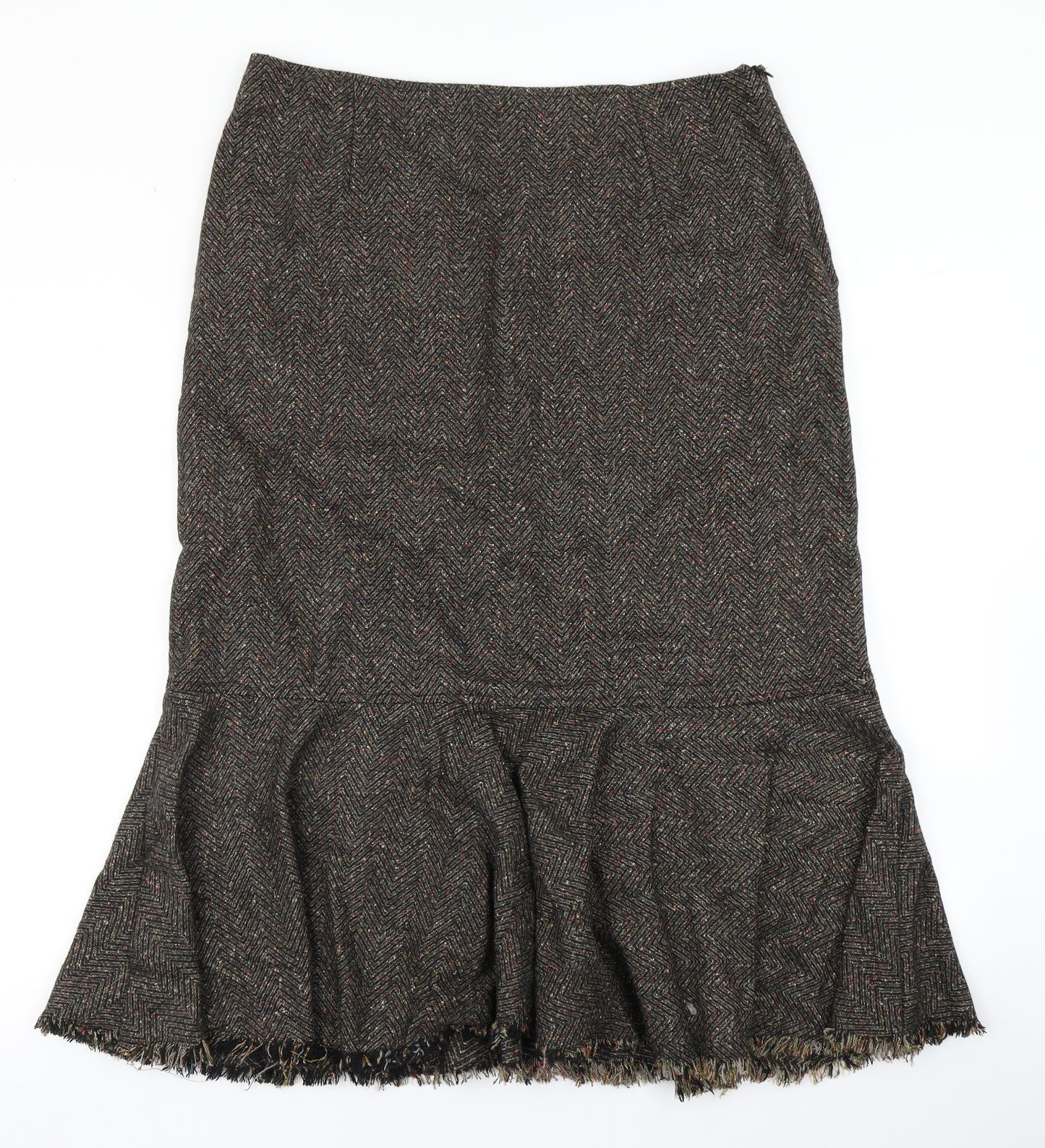 Adini Womens Brown Herringbone  Straight & Pencil Skirt Size L