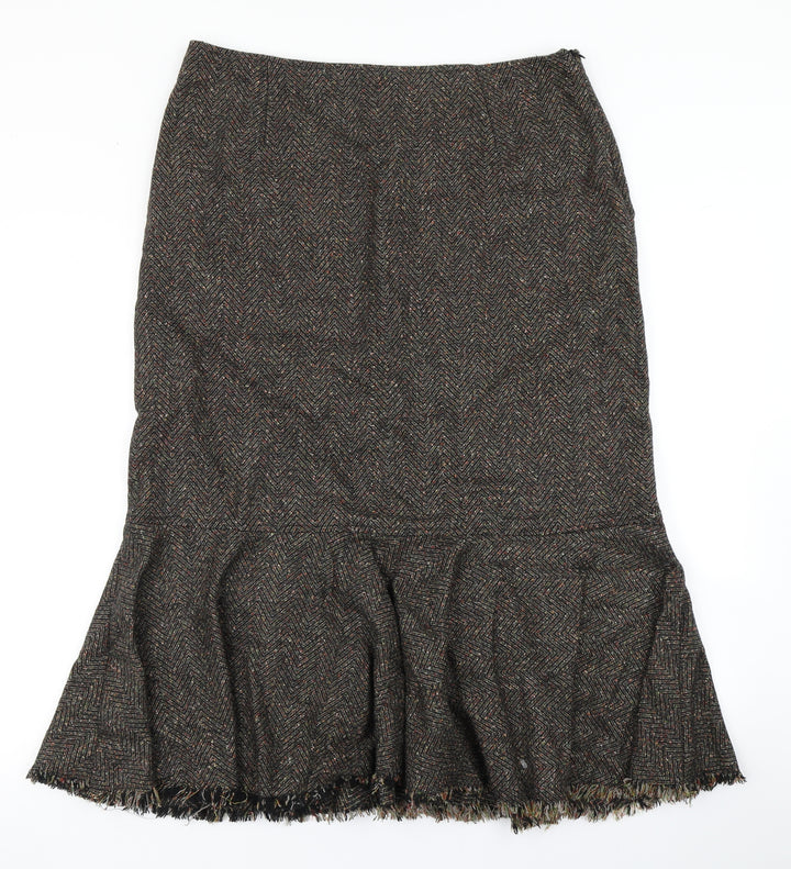 Adini Womens Brown Herringbone Straight & Pencil Skirt Size L