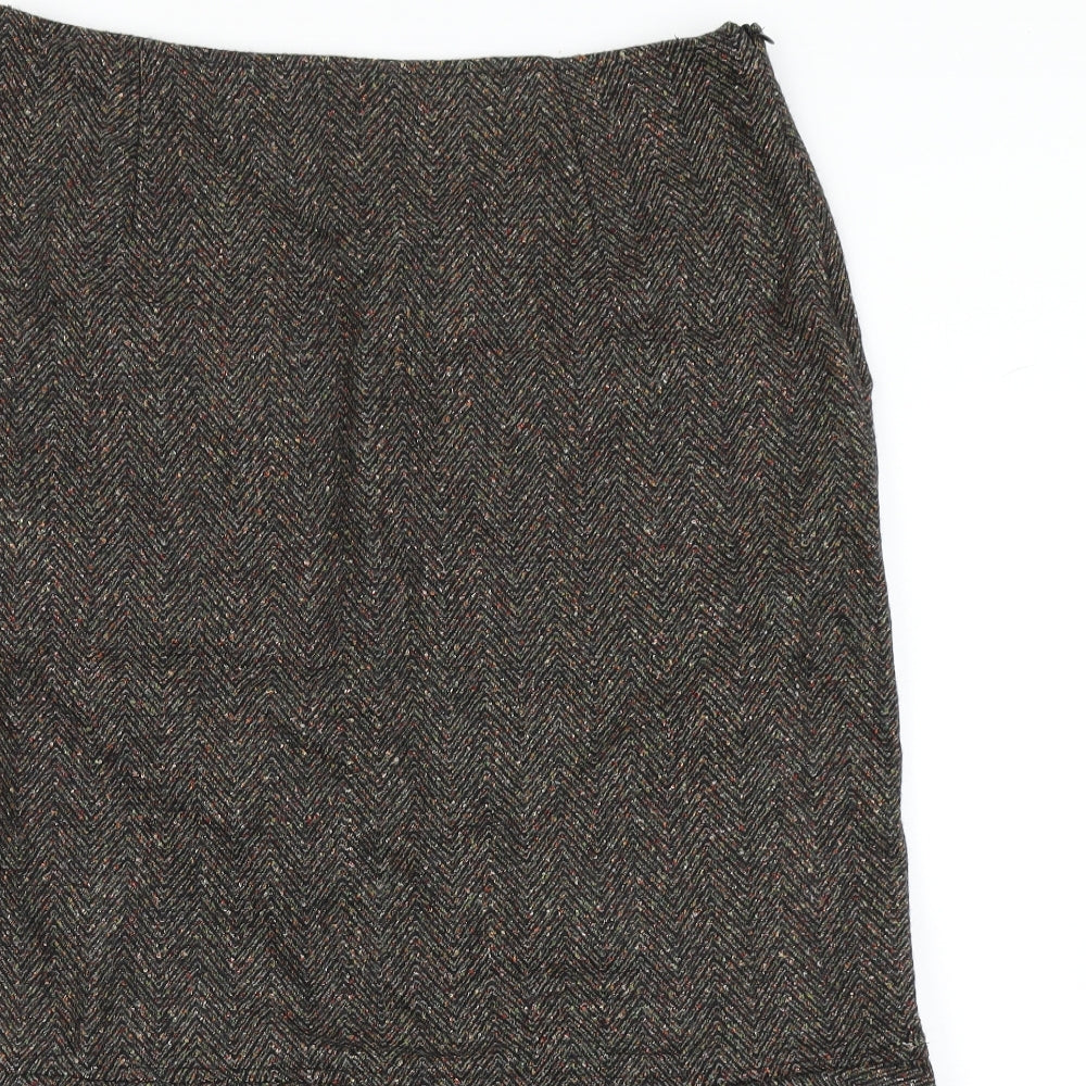 Adini Womens Brown Herringbone  Straight & Pencil Skirt Size L