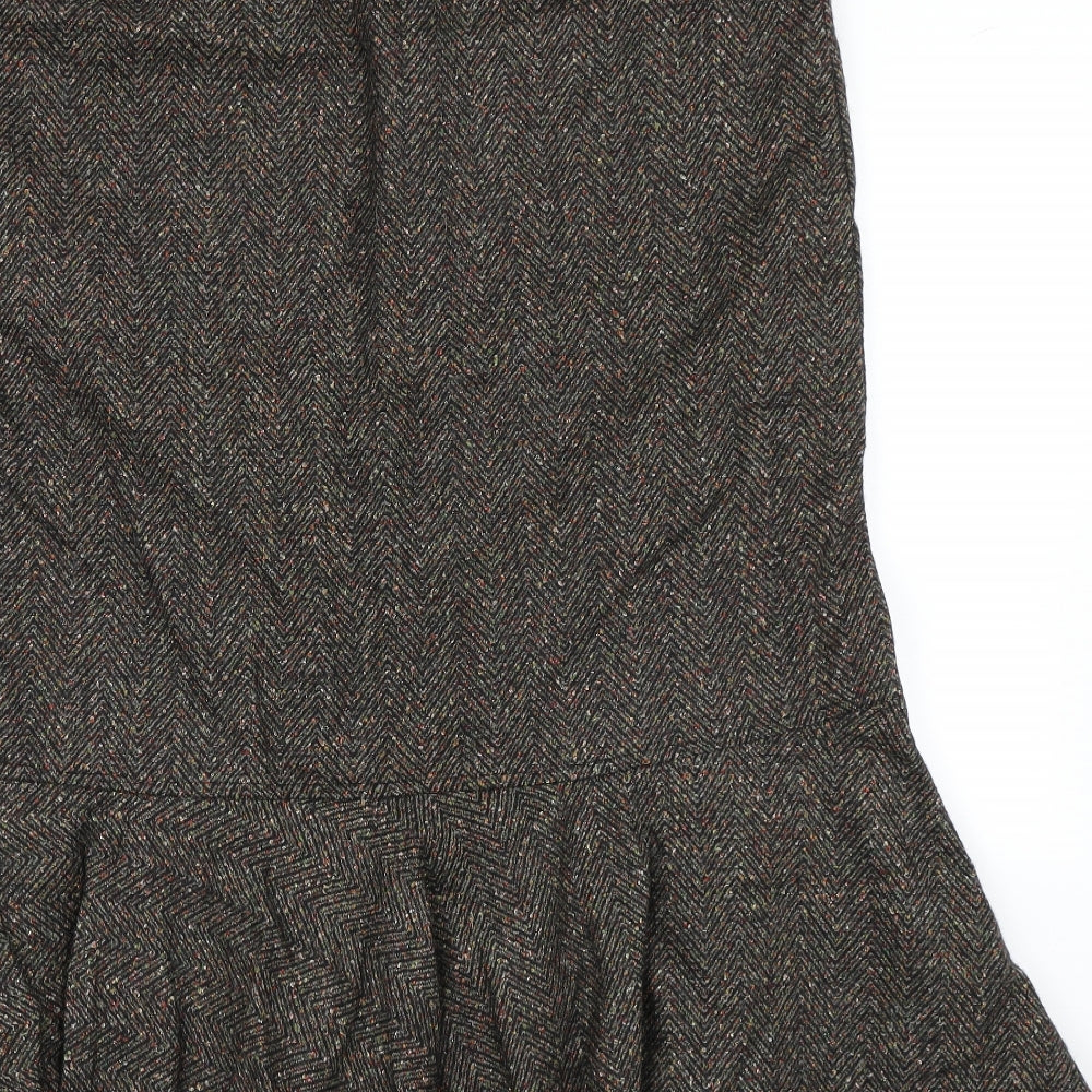 Adini Womens Brown Herringbone  Straight & Pencil Skirt Size L