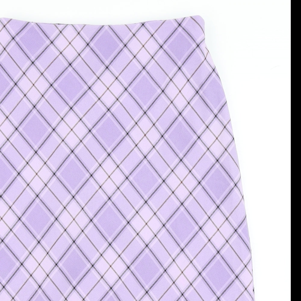 AMARANTO Womens Purple Plaid  A-Line Skirt Size 12