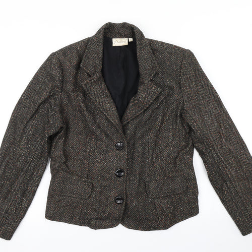 Adini Womens Brown Herringbone  Jacket Blazer Size L