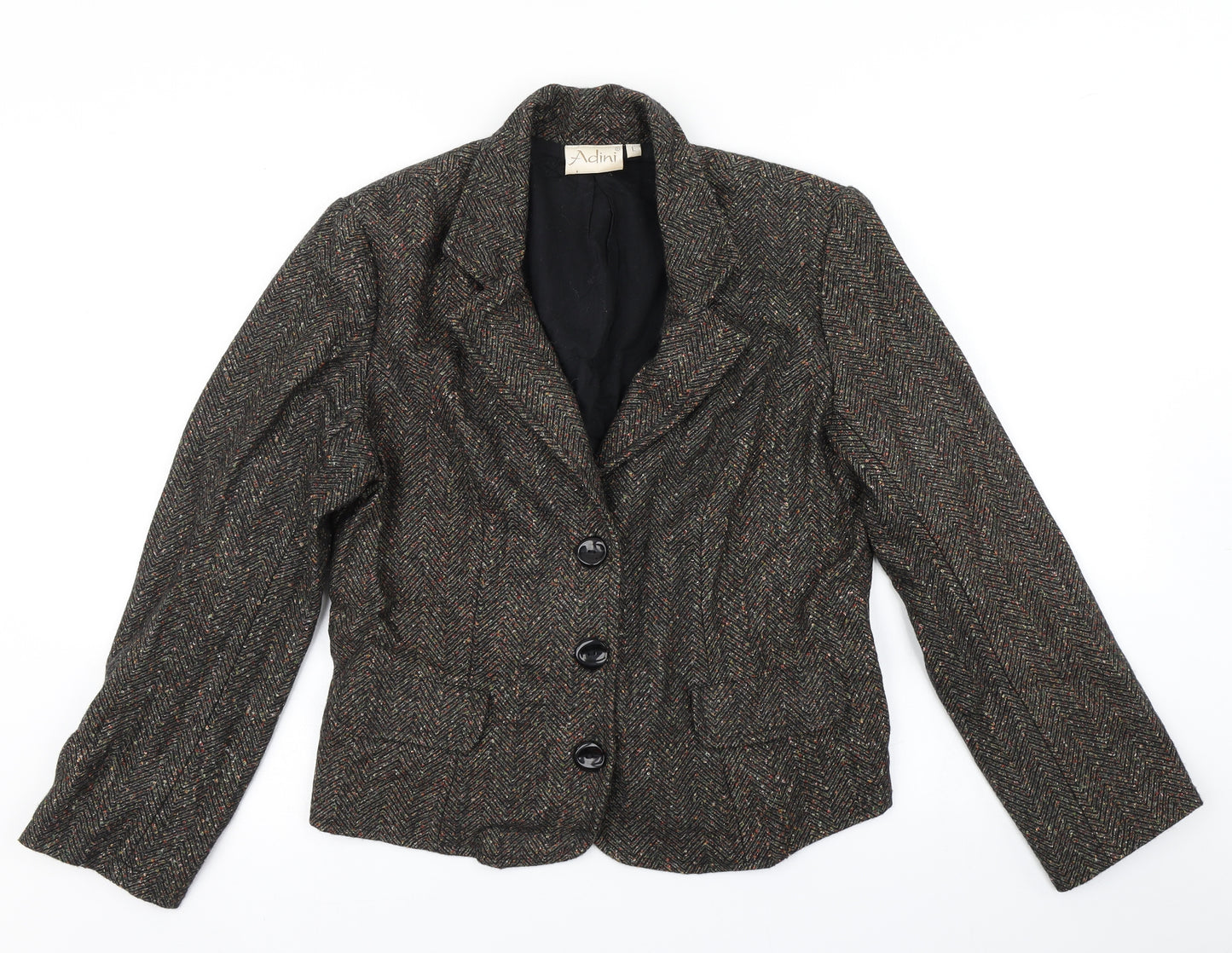 Adini Womens Brown Herringbone  Jacket Blazer Size L