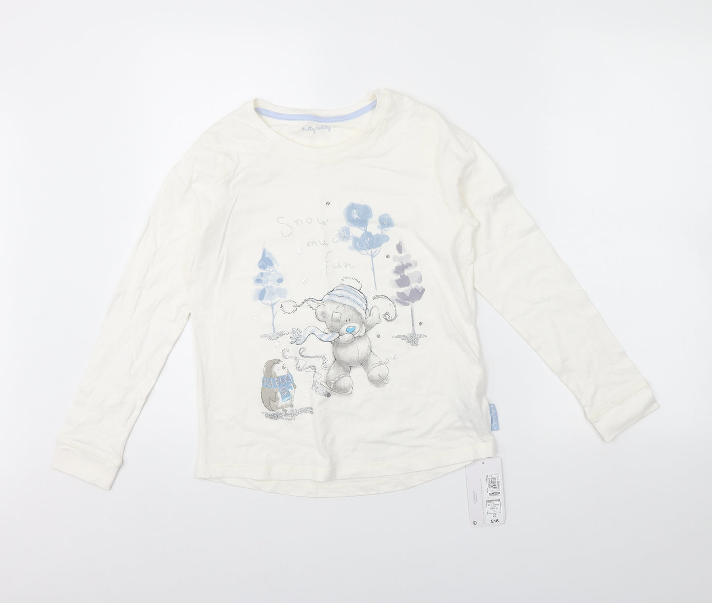 m&s Girls White Solid  Cami Pyjama Top Size 11 Years