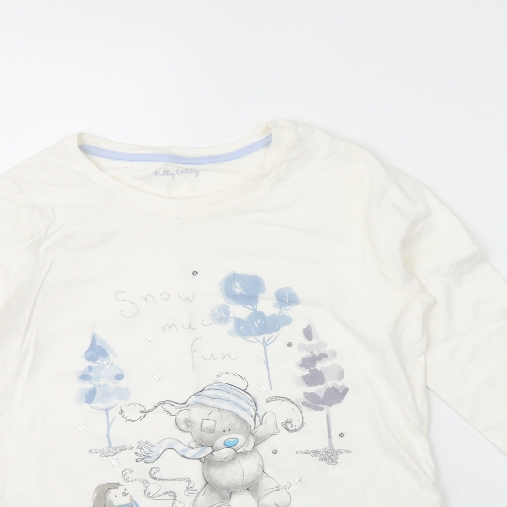m&s Girls White Solid  Cami Pyjama Top Size 11 Years