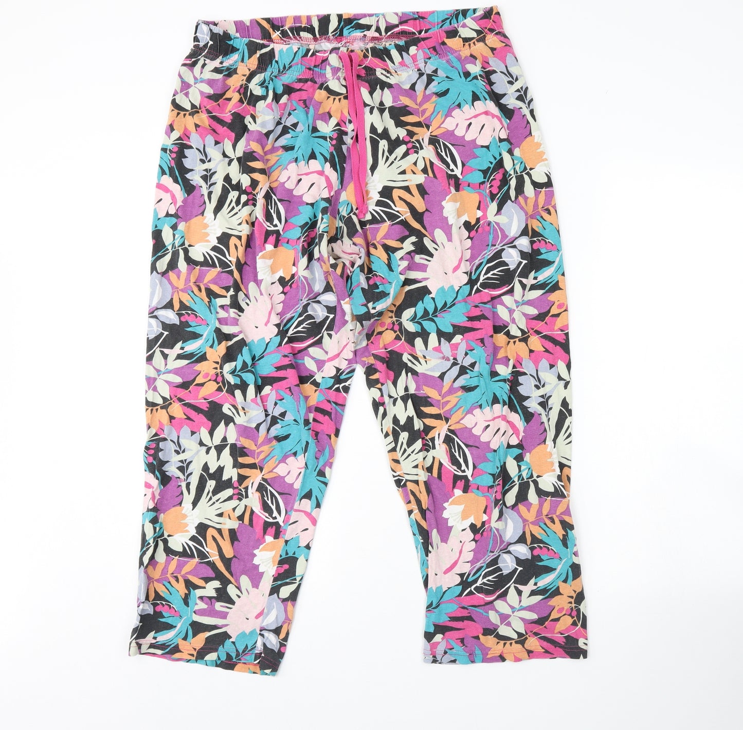 Primark Womens Black Floral  Cami Pyjama Pants Size L