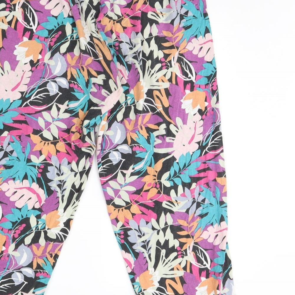 Primark Womens Black Floral  Cami Pyjama Pants Size L