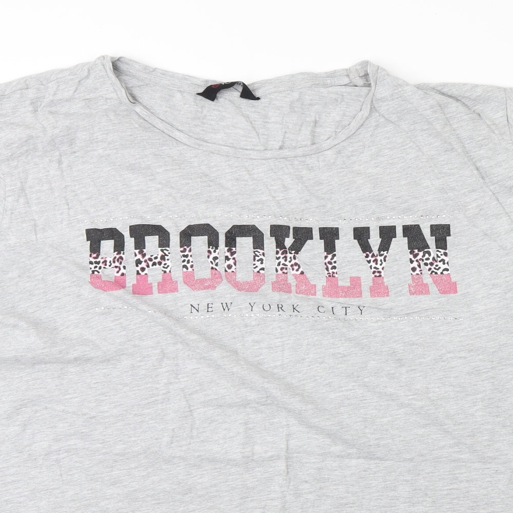 Yours Womens Grey   Basic T-Shirt Size 22  - Brooklyn