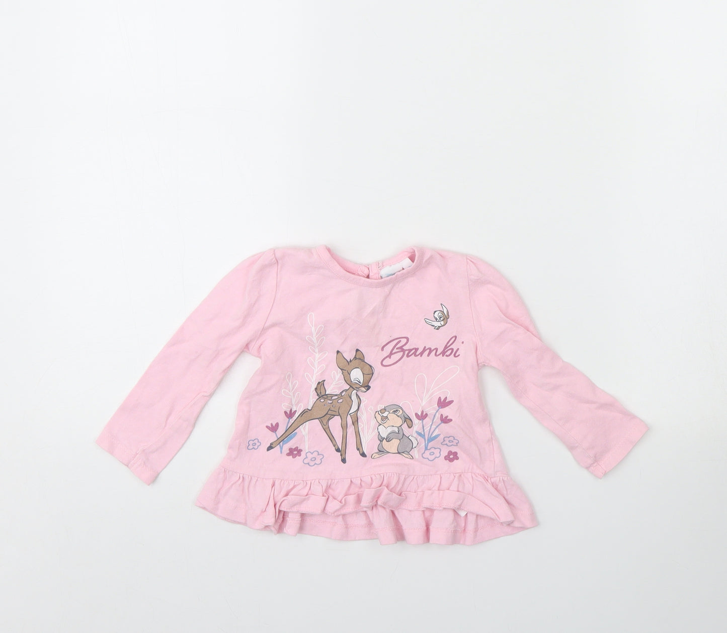 Disney Girls Pink   Basic T-Shirt Size 12 Months  - bambi